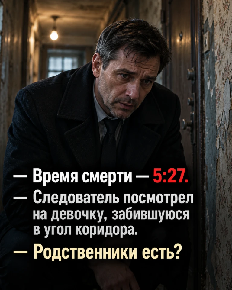 — Время смерти — 5:27. — Следователь посмотрел на девочку, забившуюся в угол коридора. ...