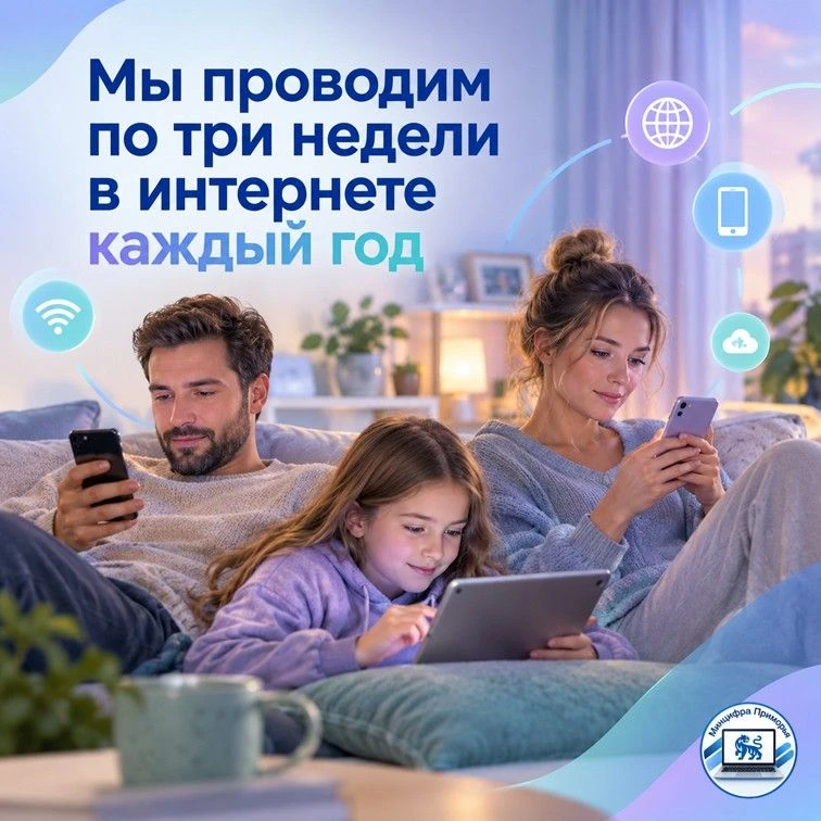 ✅  Россияне проводят по три недели в интернете каждый год