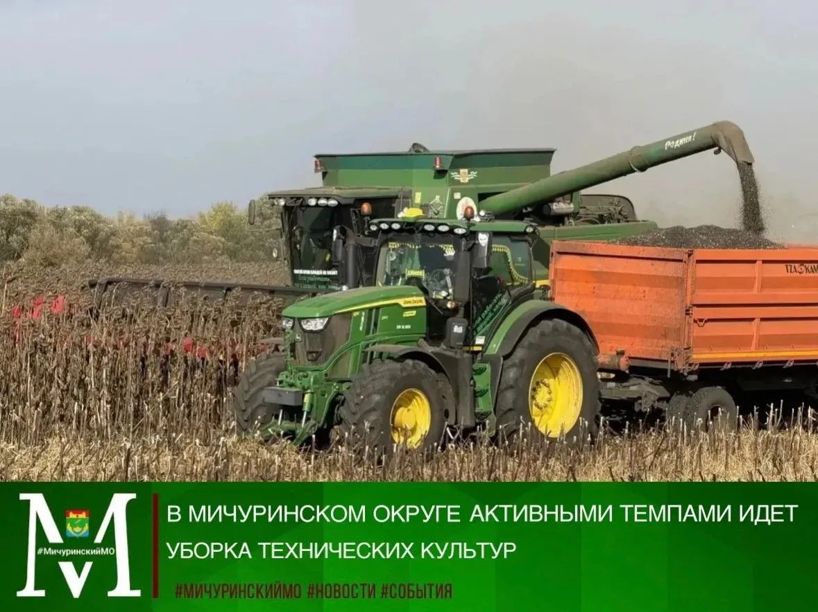 🚜Растениеводы Мичуринского округа продолжают уборку сахарной свёклы, подсолнечника и с...