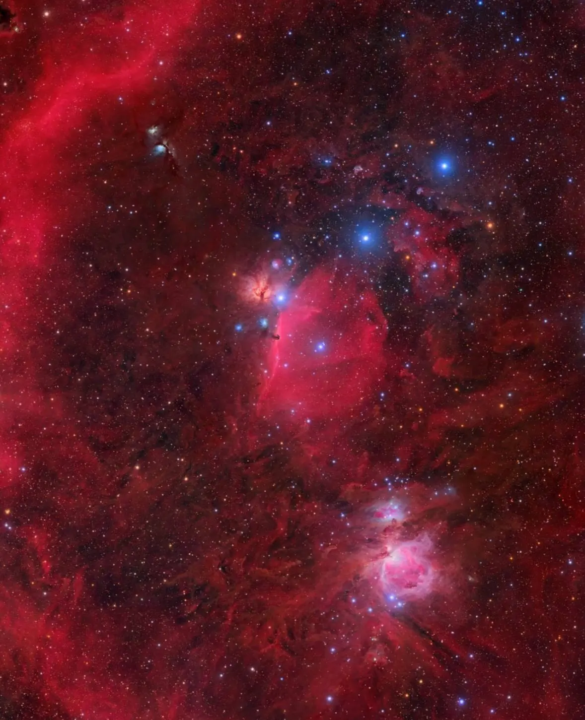 Глубокий снимок огромной области с туманностями Ориона! 🌌