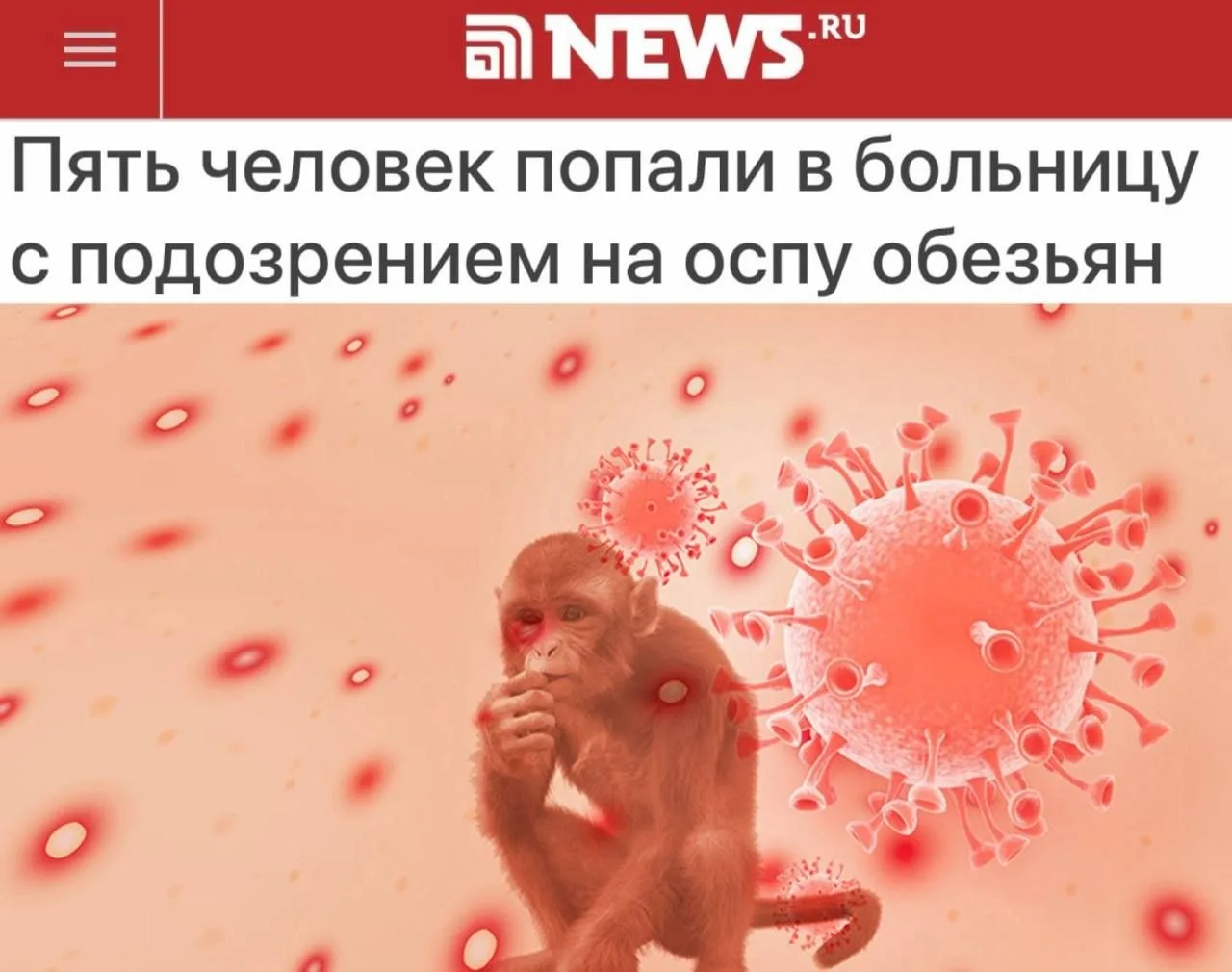 🏥«Пять человек попали в больницу с подозрением на оспу обезьян»: Оспа обезьян дошла до...