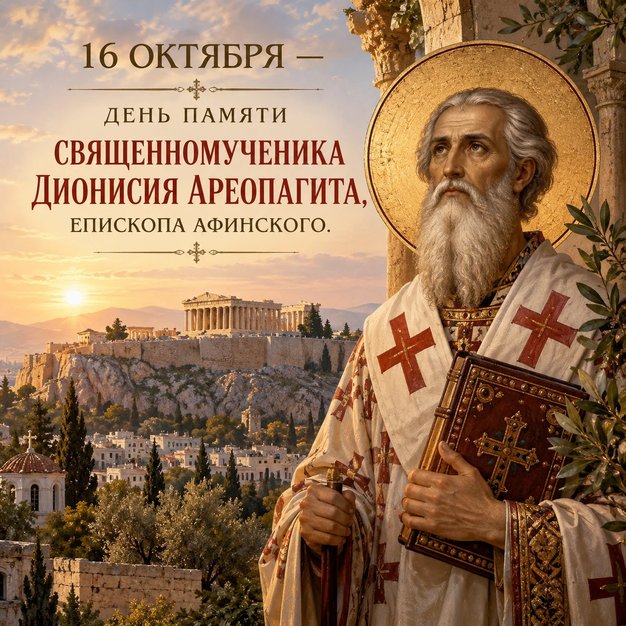 16 октября — день памяти священномученика Дионисия Ареопагита, епископа Афинского