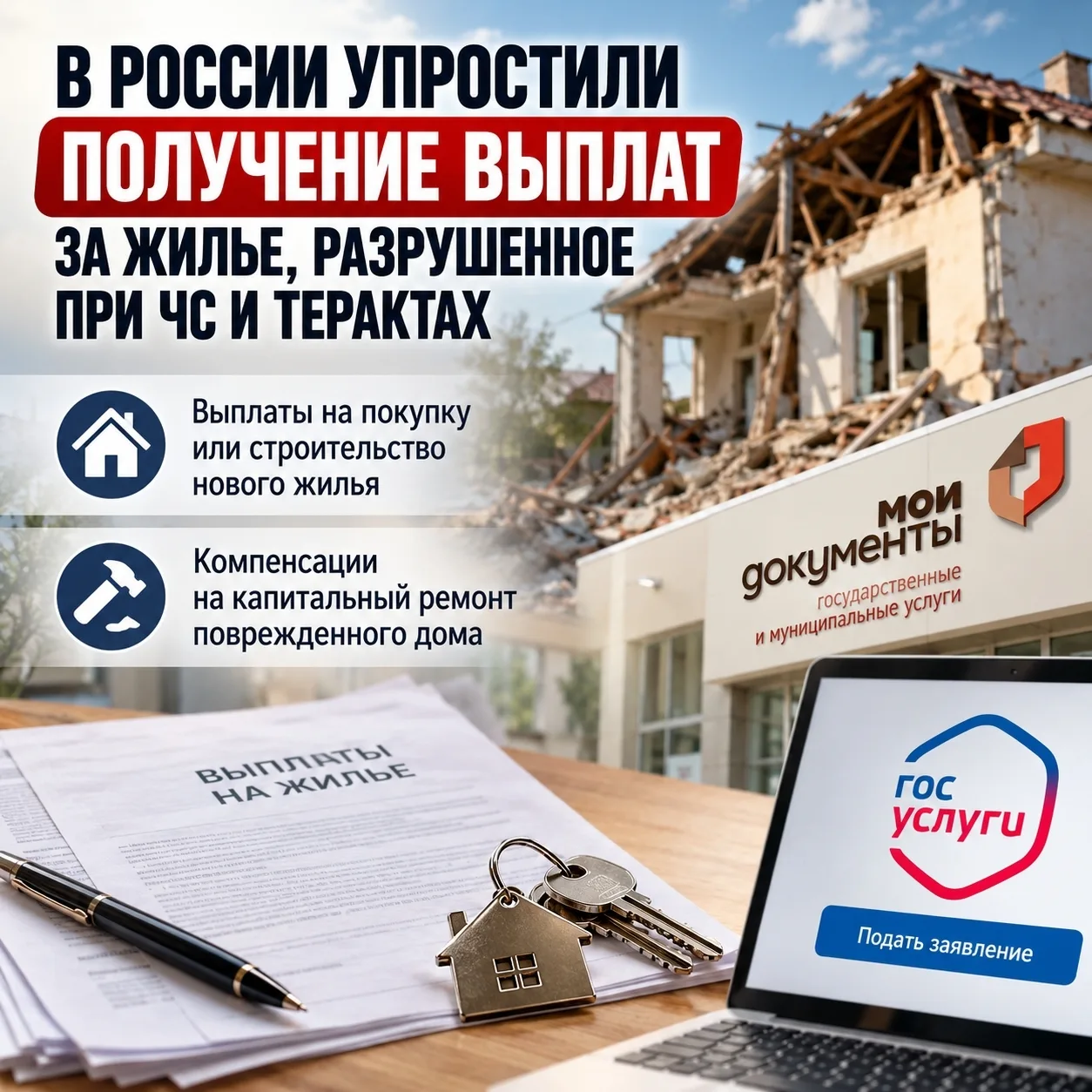 🏠 Выплаты за разрушенное при ЧС жильё станет проще оформить
