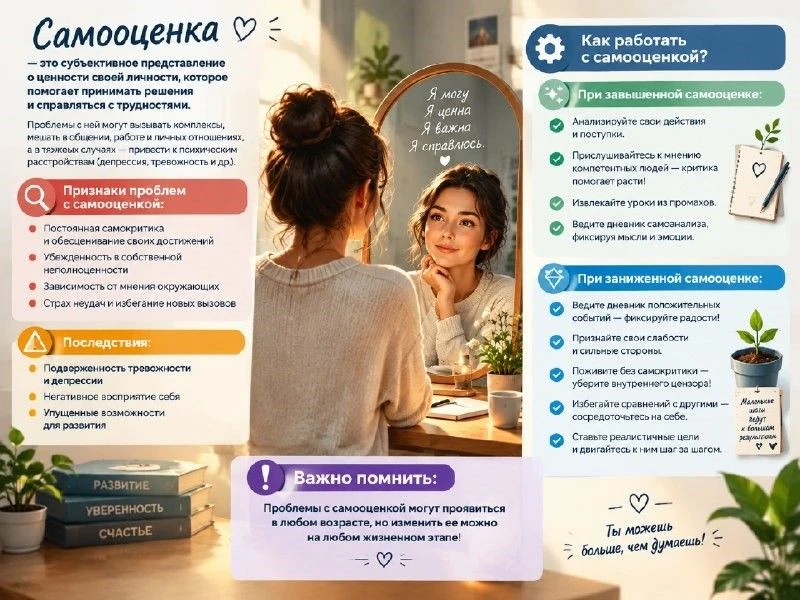 Самооценка — это субъективное представление о ценности своей личности, которое помогает...
