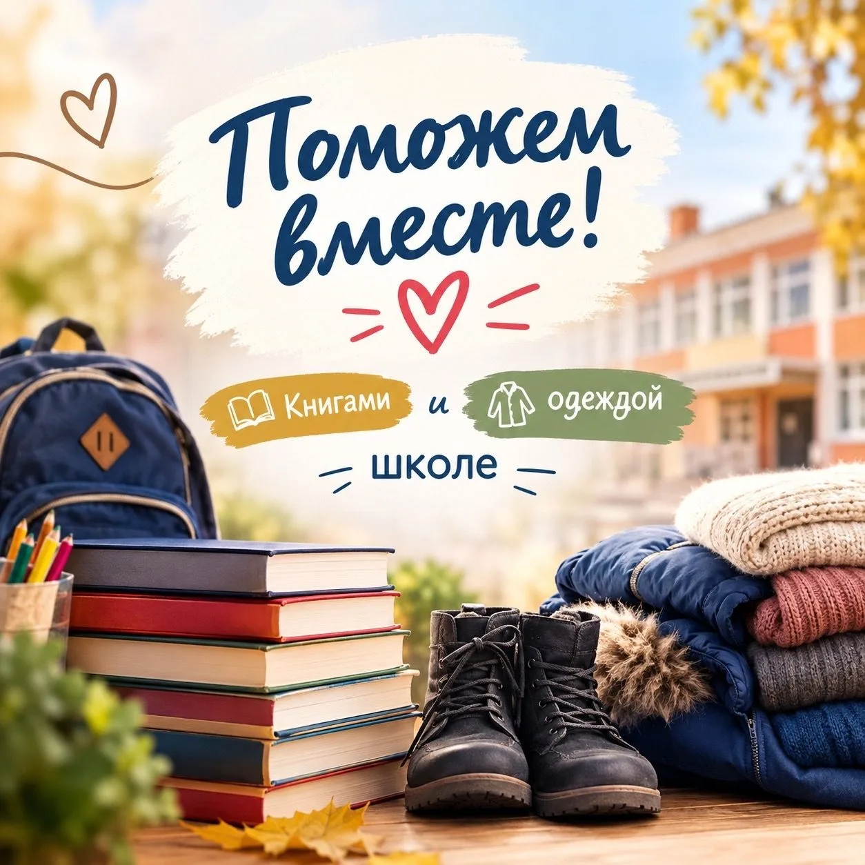ПОМОЖЕМ ВМЕСТЕ: ОДЕЖДА, ОБУВЬ И КНИГИ ДЛЯ ШКОЛЫ