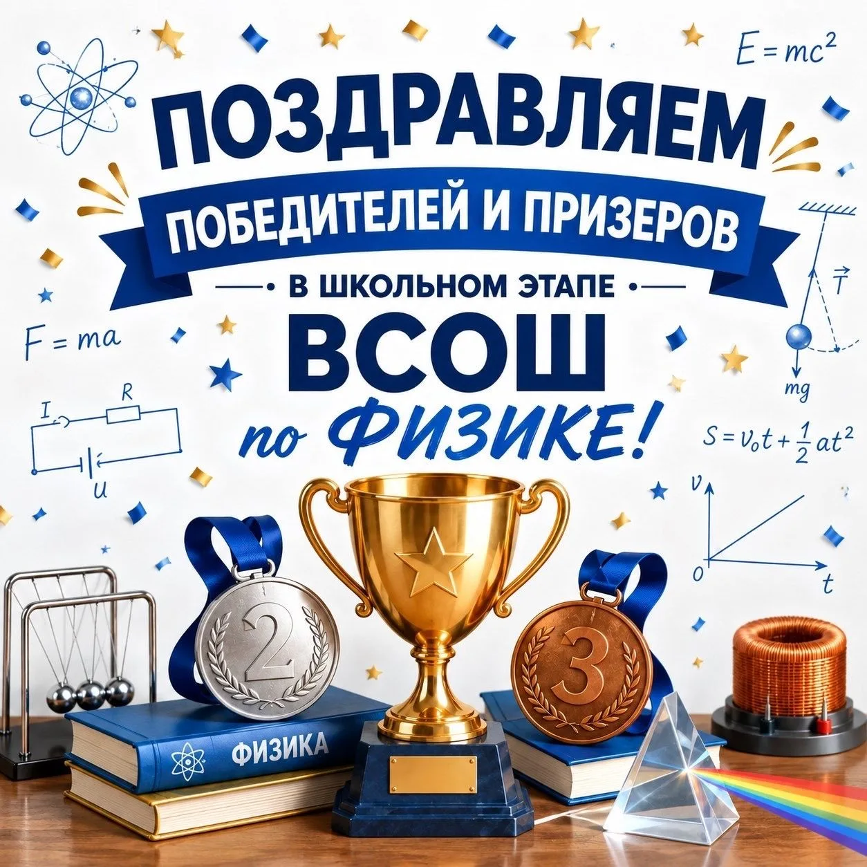 ✨Поздравляем победителей и призёров школьного этапа ВсОШ по физике!