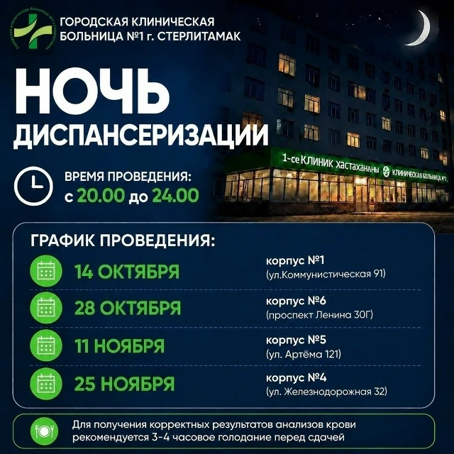 Городская больница №1 Стерлитамака продолжает серию вечерних акций «Ночь диспансеризаци...