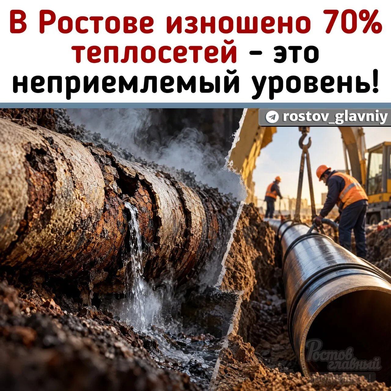 🚱 В Ростове изношено 70% теплосетей - это неприемлемый уровень!