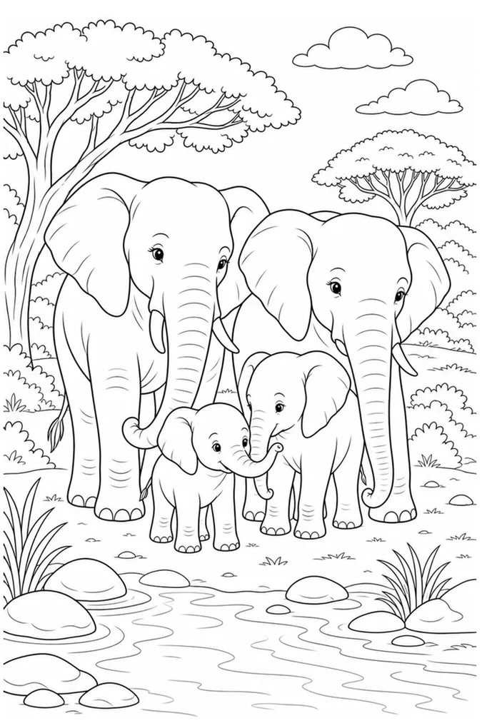 Раскраски с дикими животными 🦁🦒🦏🐘