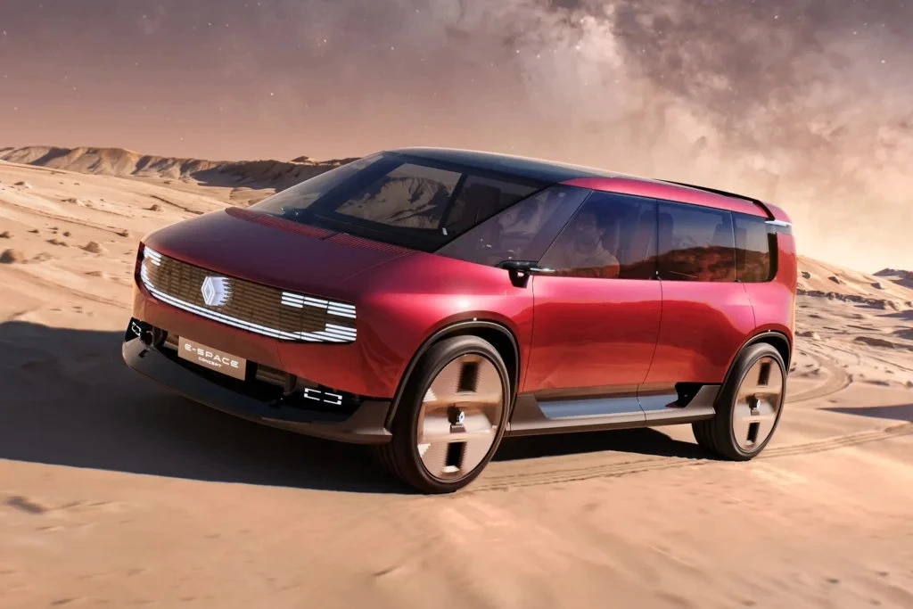 Renault представил концепт электрического минивэна E-Space с камерами вместо боковых зе...
