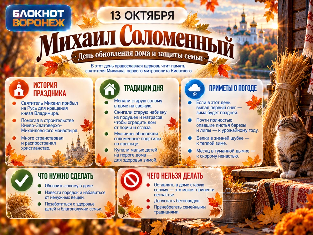 🌾 13 октября в народном календаре отмечается праздник Михаил Соломенный