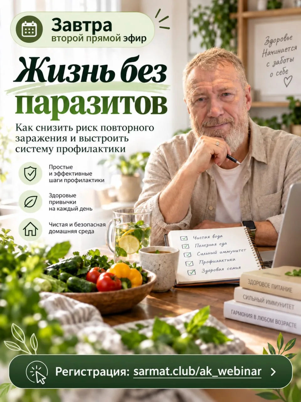 Завтра мы проведём второй прямой эфир «Жизнь без паразитов» из цикла «ДВА ШАГА К ЖИЗНИ ...