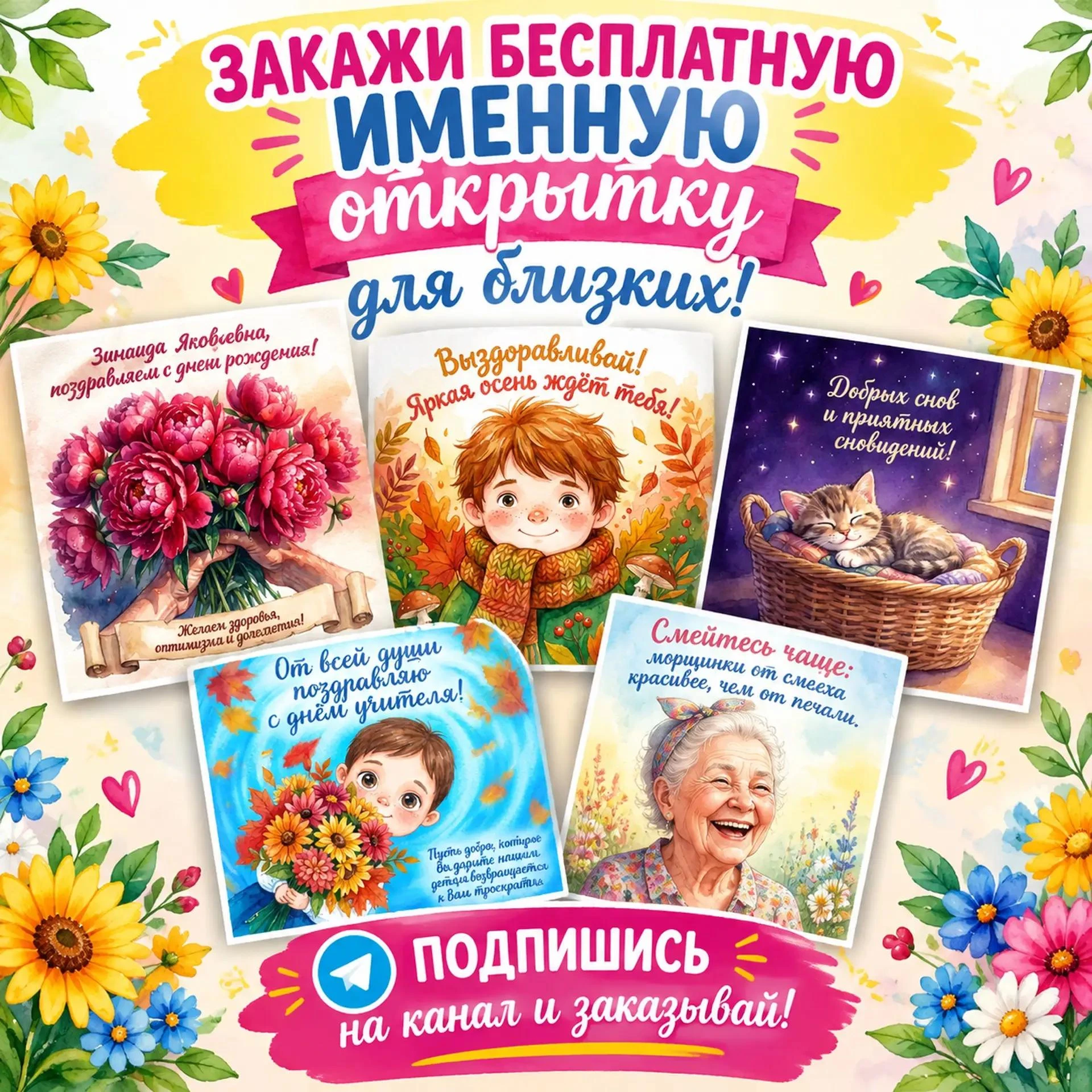 Дорогие друзья, отправляйте близким ПЕРСОНАЛЬНЫЕ открытки с их именем и Вашими пожелани...