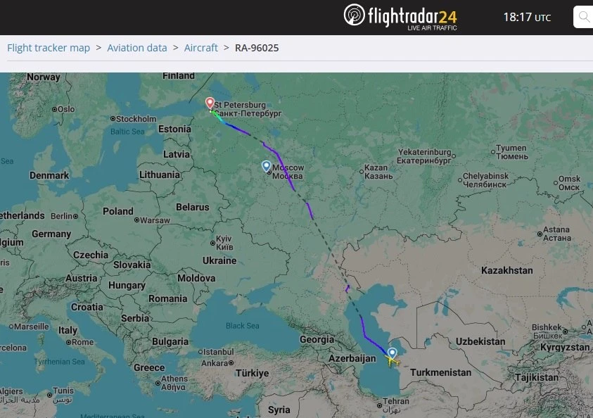 🛬 Борт Путина, вероятно, не смог сесть в Москве из-за атаки дронов и ушёл в Петербург