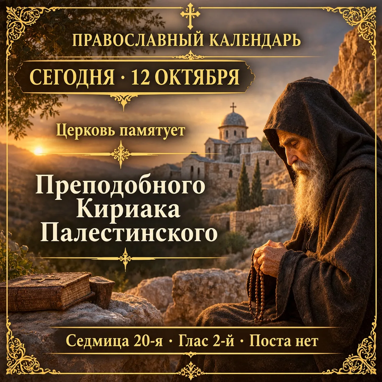 12 октября: преподобный Кириак Палестинский и памяти дня