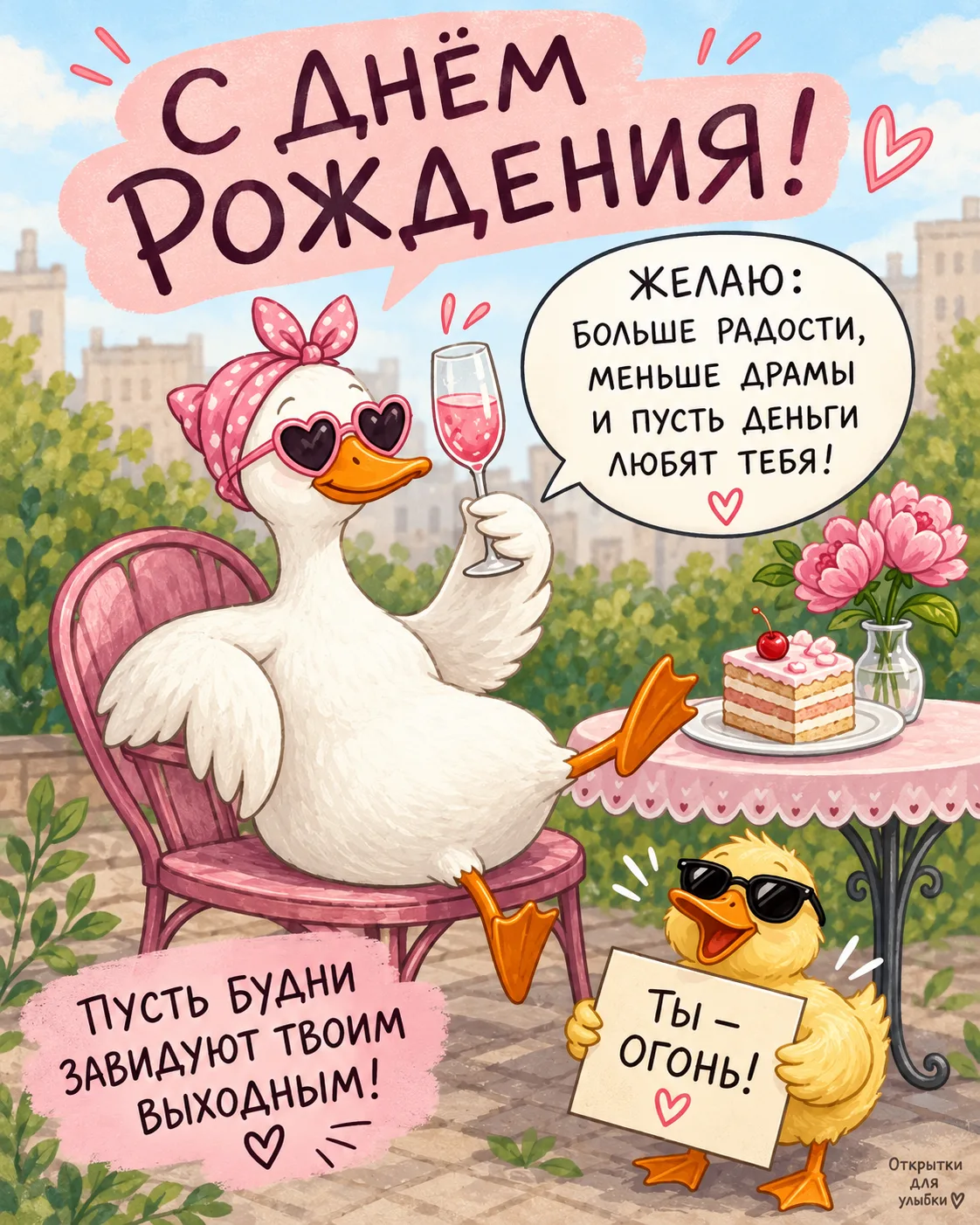 🎂 Желаю жить с огоньком, отдыхать с удовольствием и принимать поздравления круглый год!