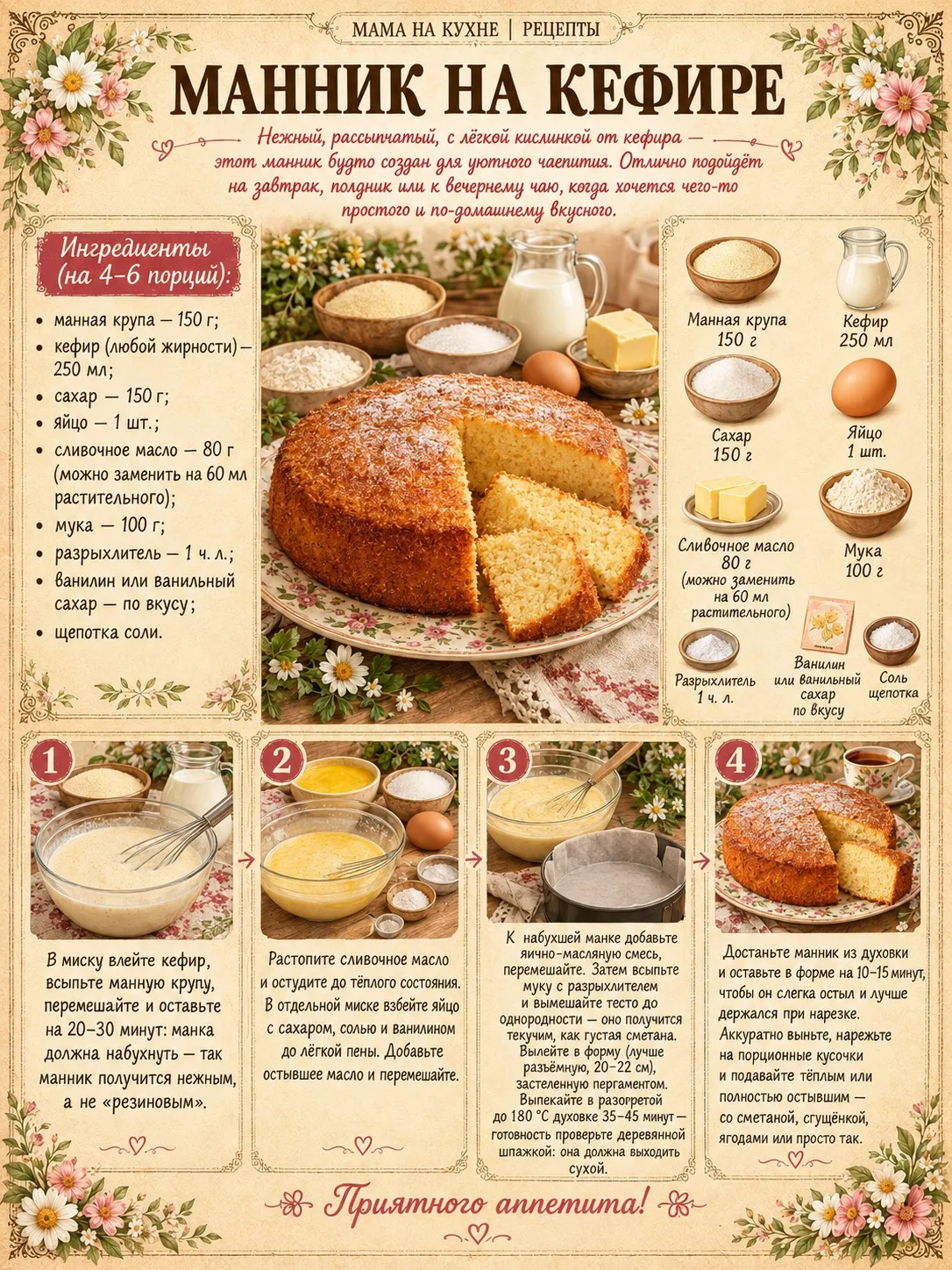🌸 Манник на кефире 🌸