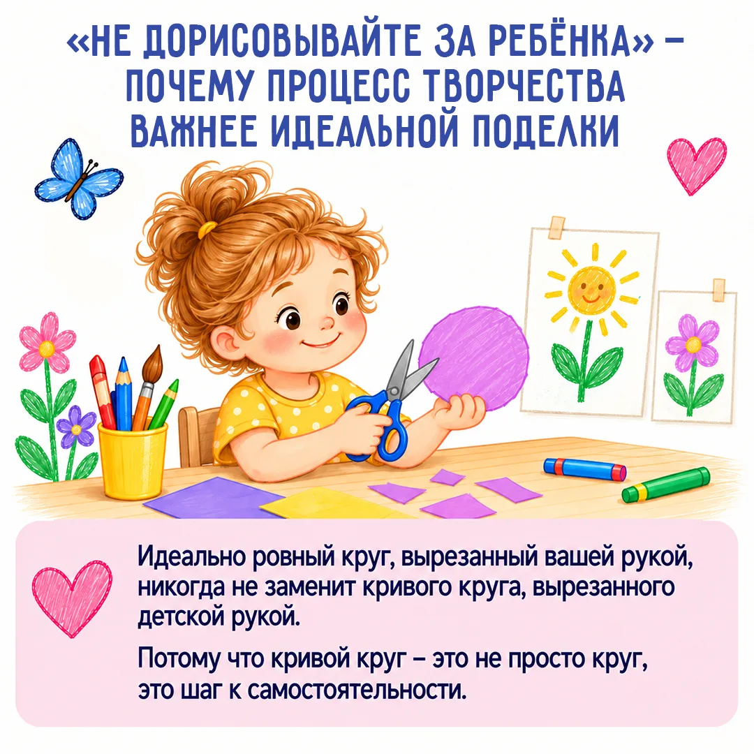 Не дорисовывайте за ребёнка: почему кривой домик важнее идеальной поделки