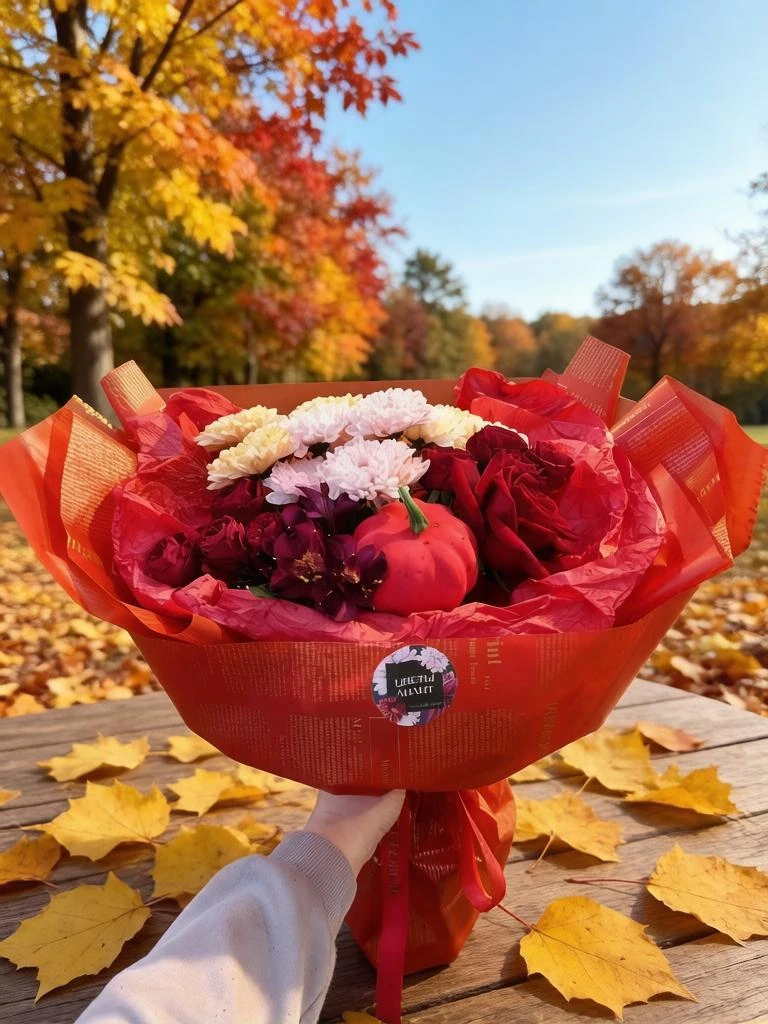 Что за осень без акцента в виде тыковки в букете и композиции? 🍂🧡