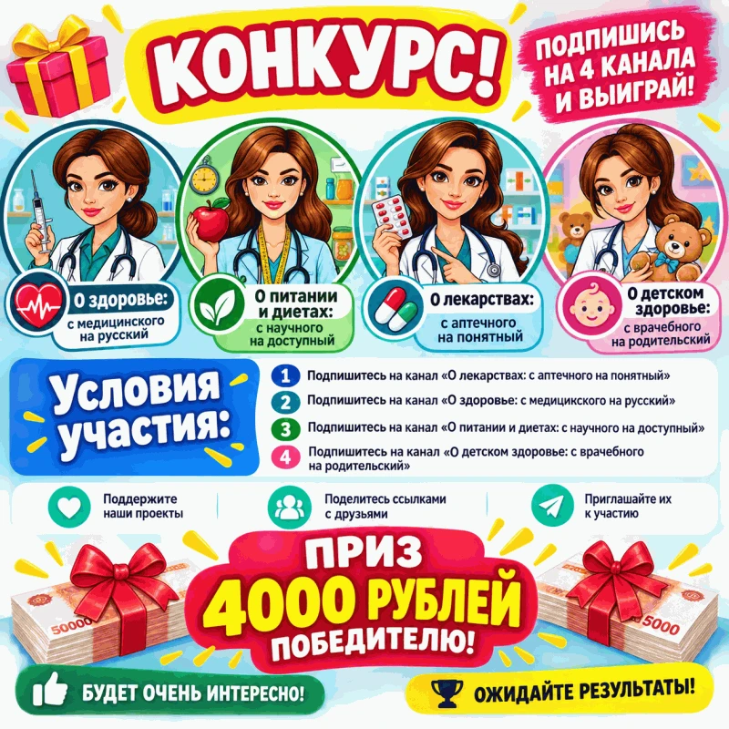 Для поддержки нового нашего проекта, канала о лекарствах и аптеках, мы открываем конкур...