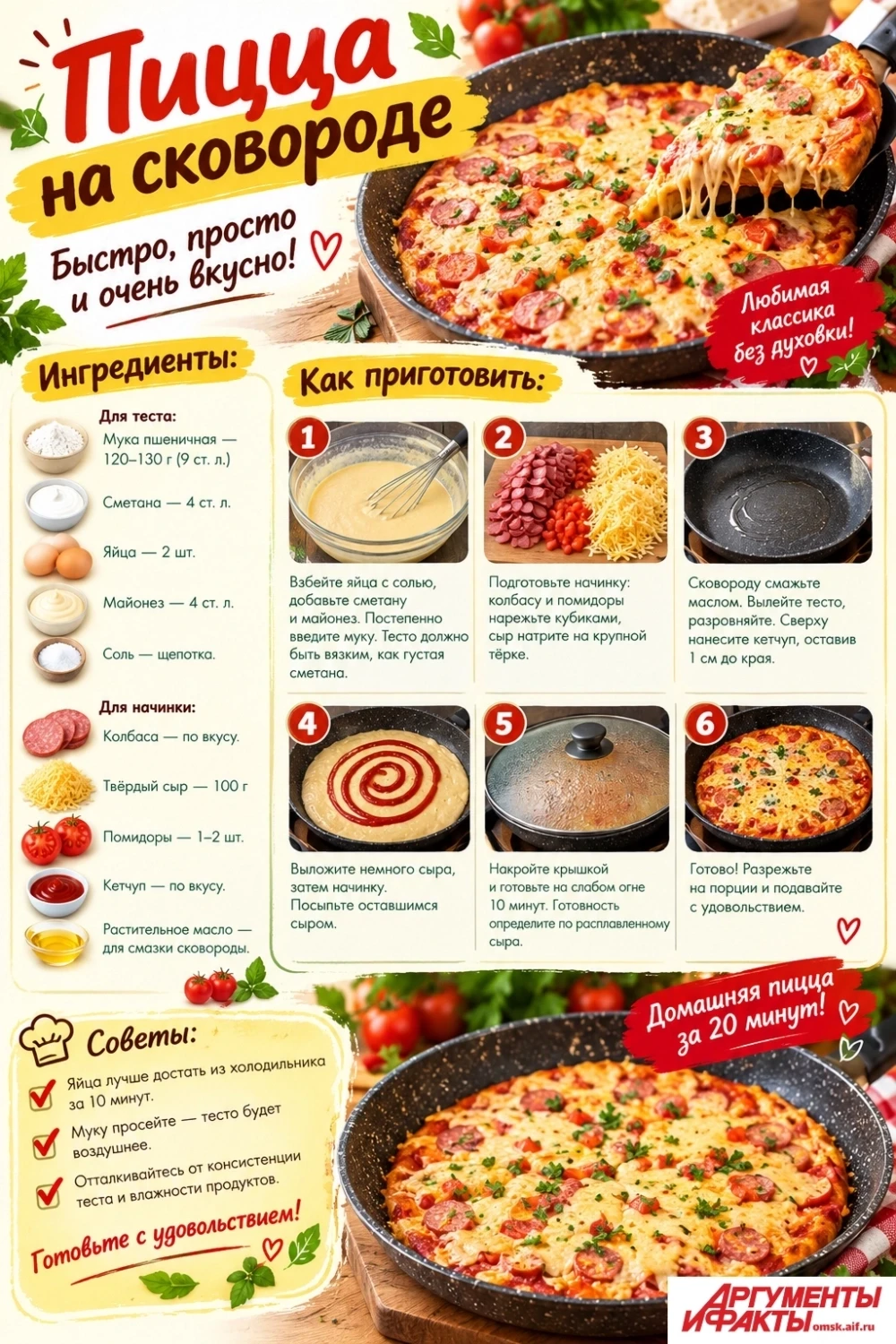 Кинь на сковородку — и готово! Вкуснейшая пицца за 15 минут — простой рецепт