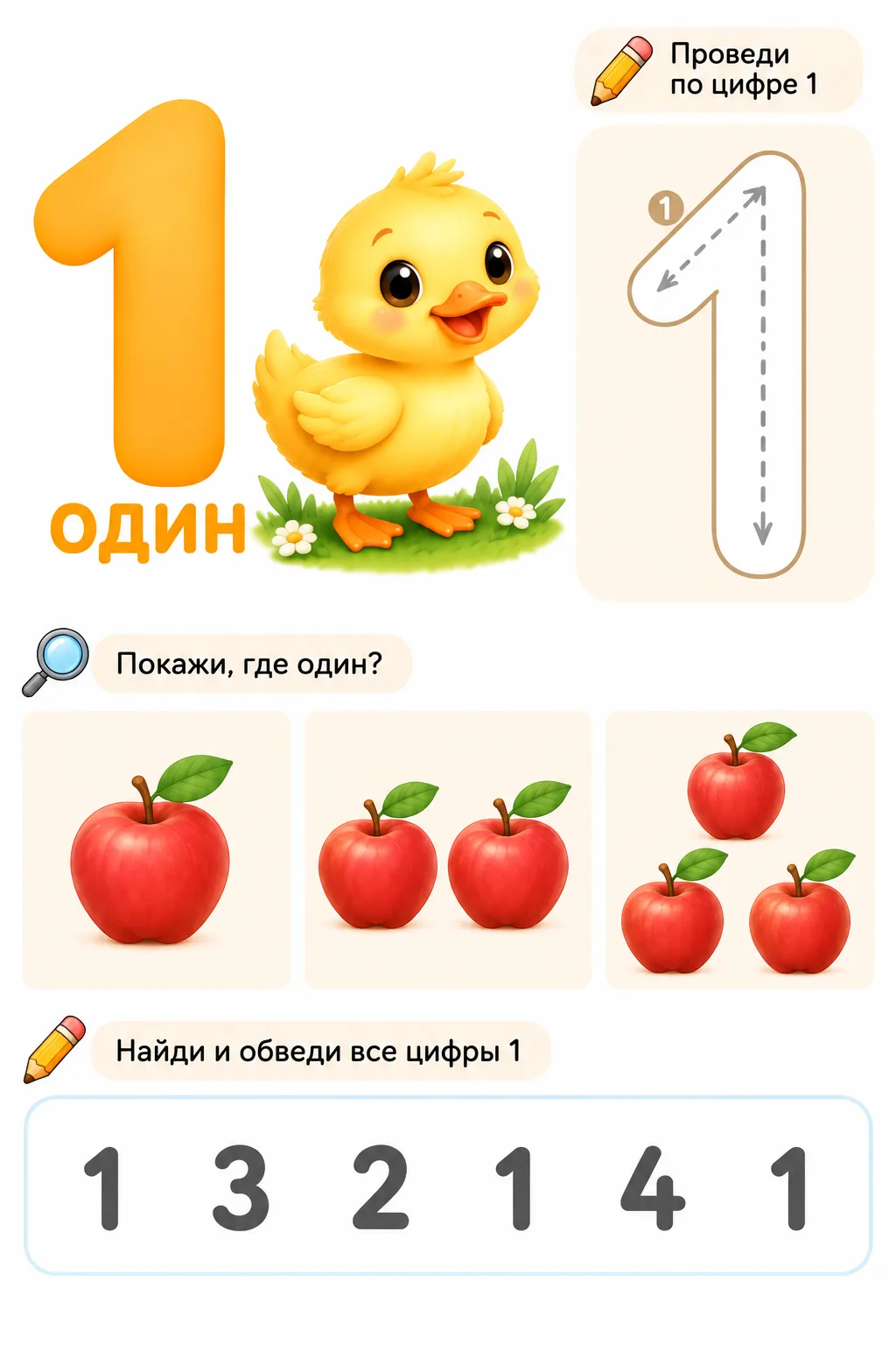 Материалы для изучения цифр от 1 до 5