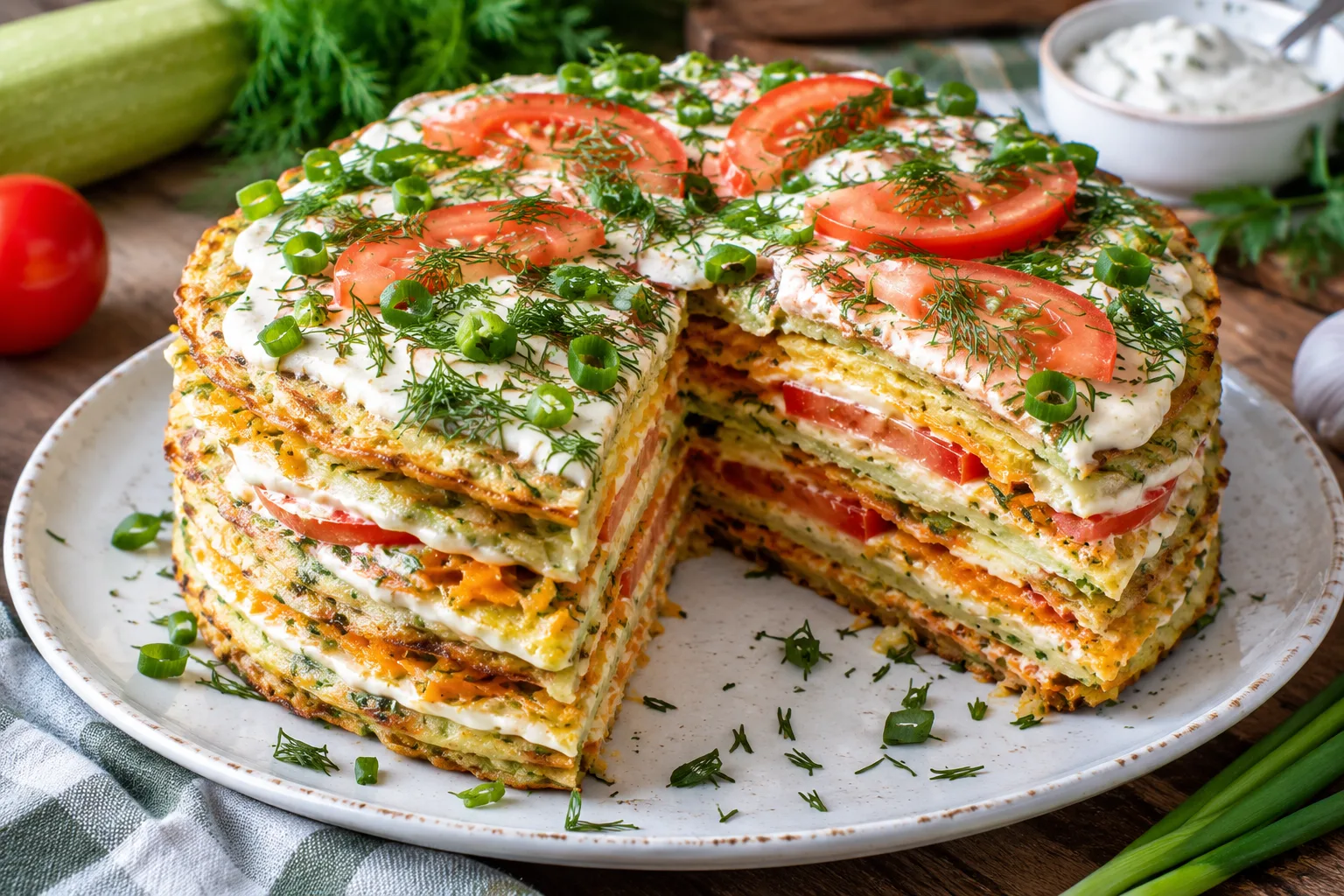 🥒 КАБАЧКОВЫЙ ТОРТ — ШИКАРНАЯ ЗАКУСКА ИЗ ПРОСТЫХ ПРОДУКТОВ! 🍅