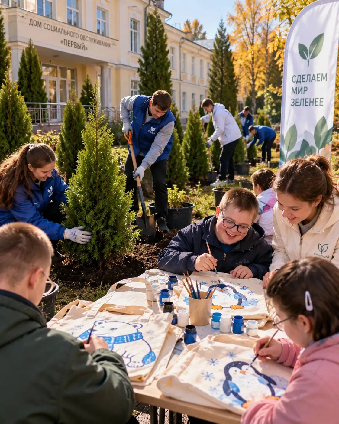 🌳 Петергоф — на территории дома-интерната высадили 25 новых туй