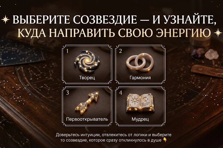 ✨ Выберите созвездие — и узнайте, куда направить свою энергию