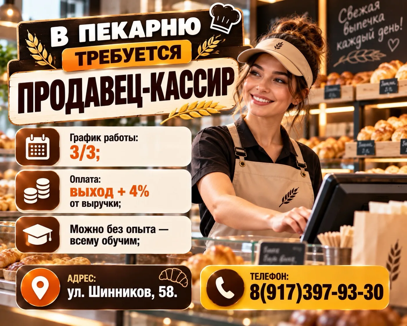 В ПЕКАРНЮ ТРЕБУЕТСЯ
