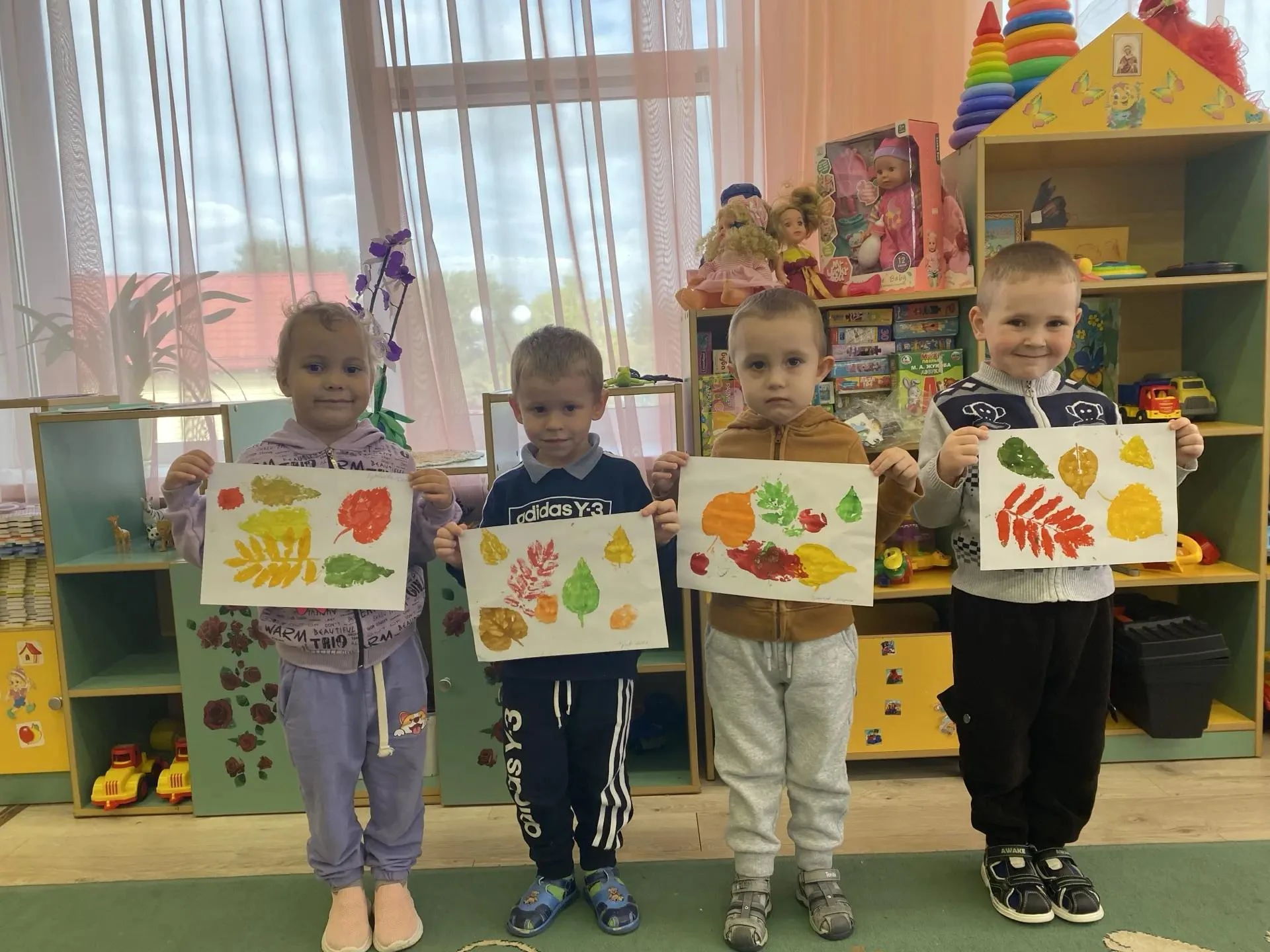 🍁 Магия осенних листьев: рисуем отпечатками 🎨