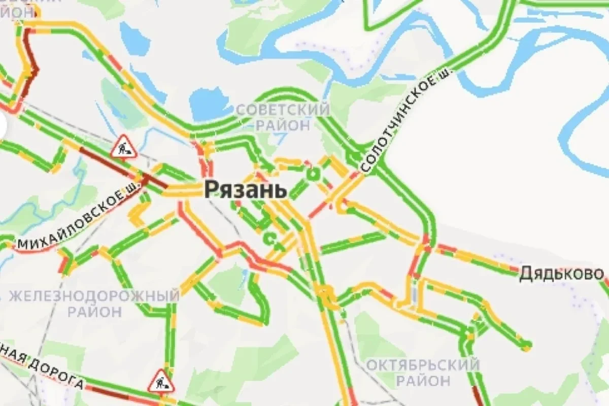 ⚡ Рязань утром встала в 8-балльных пробках