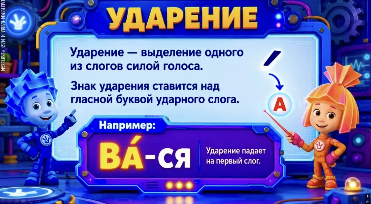 Презентация с Фиксиками по теме «Слоги. Ударение».
