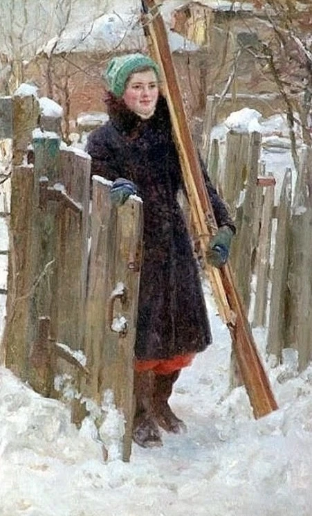 ❄️ Волшебство зимнего света: Картина Владимира Васина «В зимние каникулы»