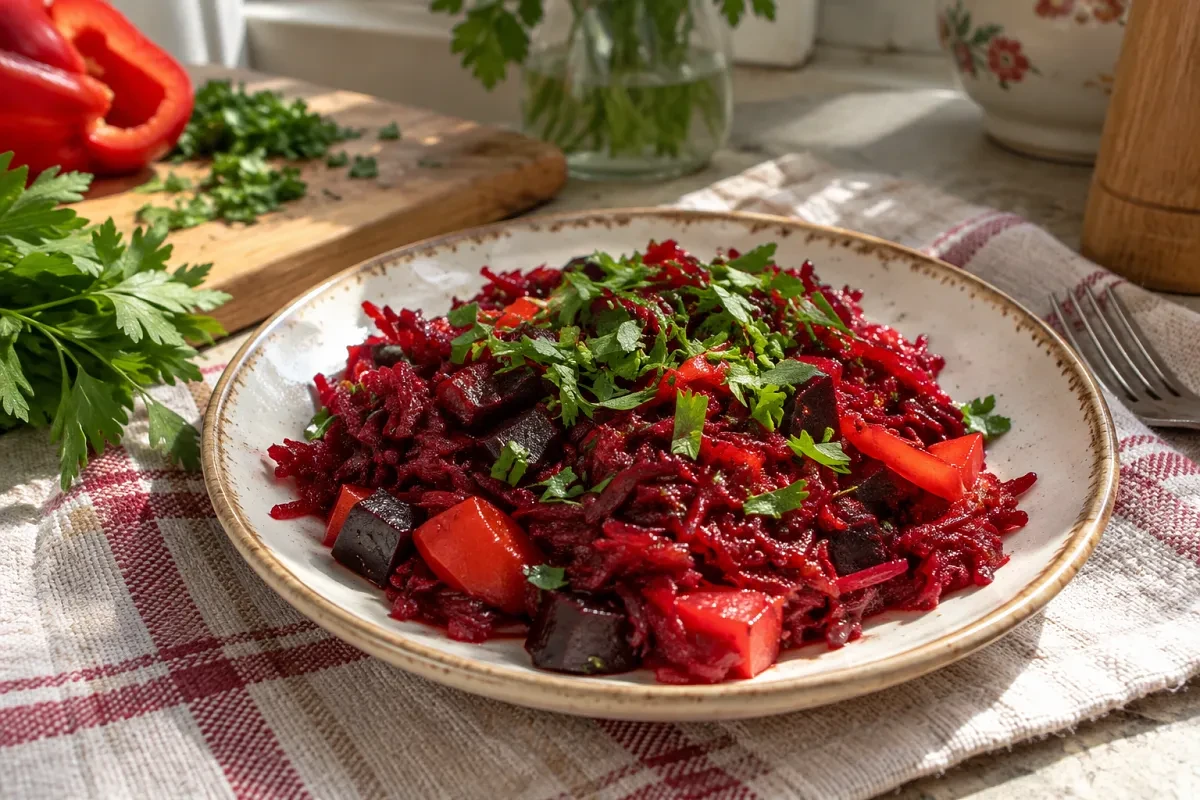 Овощное рагу со свёклой и баклажанами