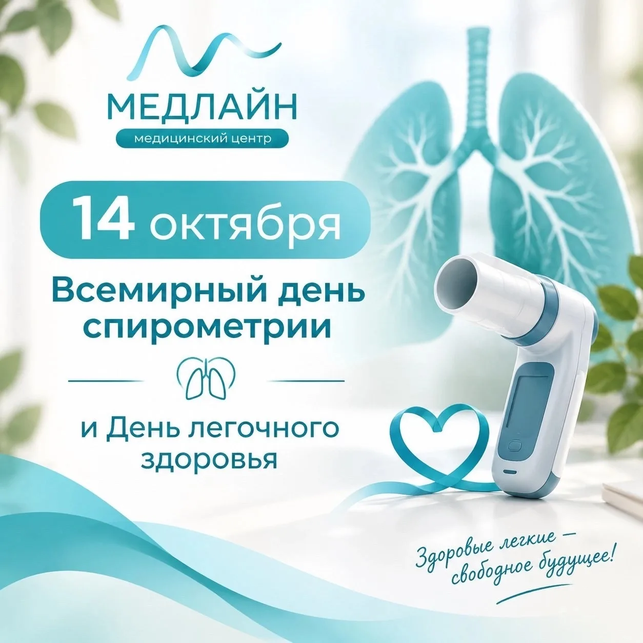 🌬 14 октября — Всемирный день спирометрии и День лёгочного здоровья