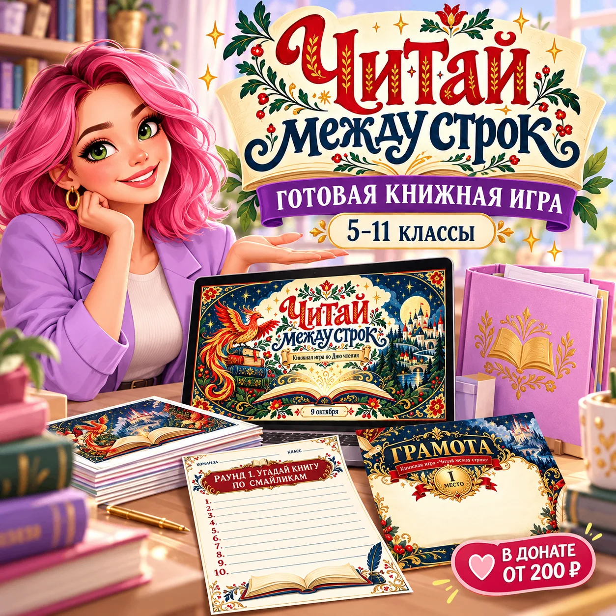 📚 «Читай между строк» — готовая книжная игра ко Дню чтения