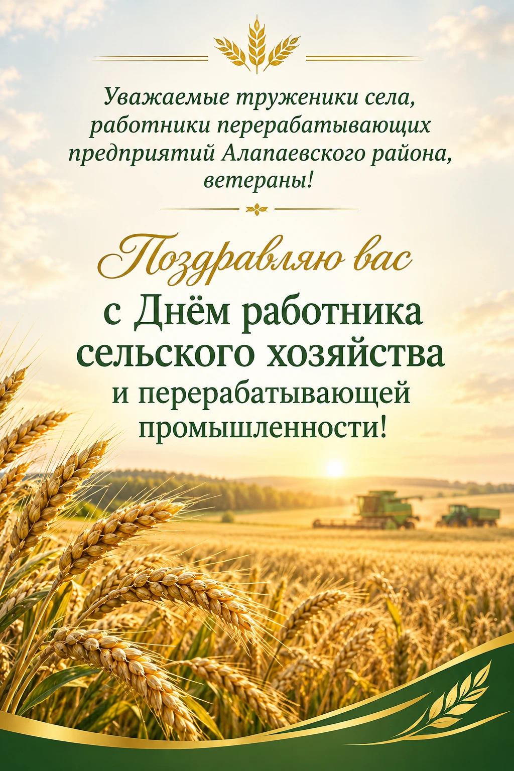 Уважаемые труженики села, работники перерабатывающих предприятий Алапаевского района, в...