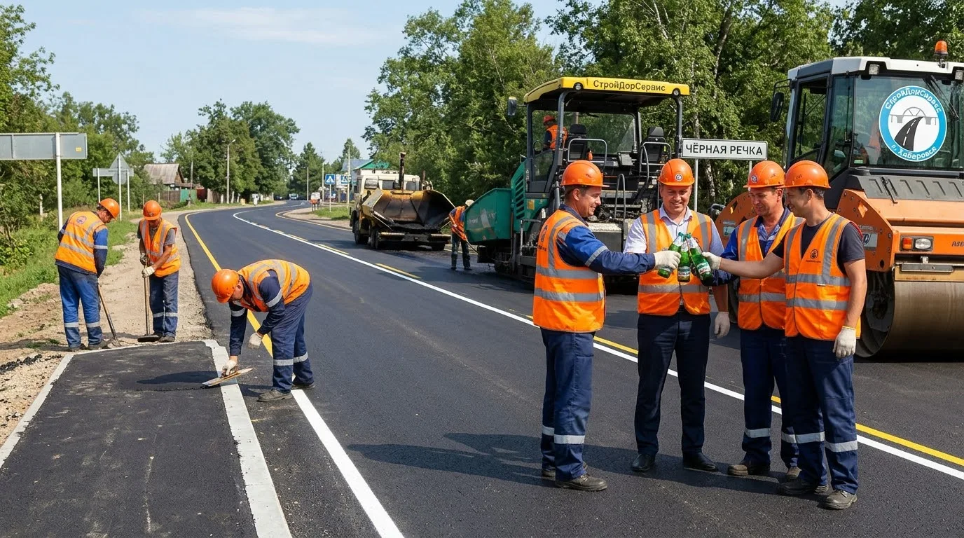 🛣️ Дорожники завершили укладку асфальта на дороге к Чёрной речке