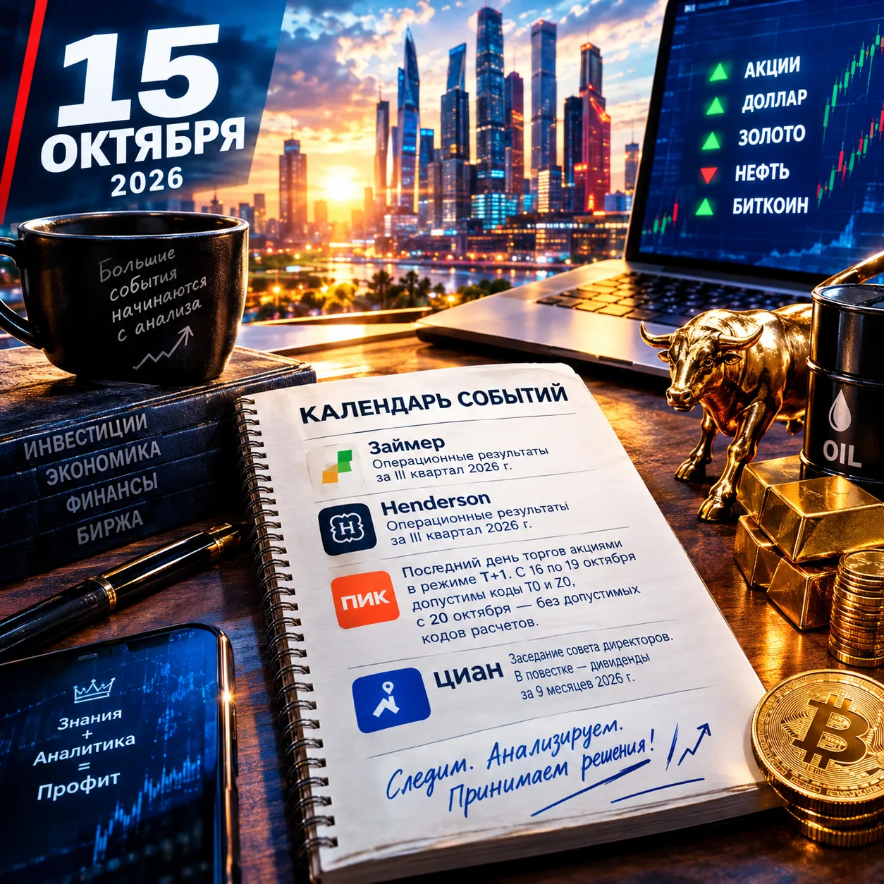 🚨 ДЕНЬ РЕШЕНИЙ НА БИРЖЕ! ПИК - ПОСЛЕДНИЙ ДЕНЬ ТОРГОВ В T+1, ЦИАН - ИНТРИГА С ДИВИДЕНДА...