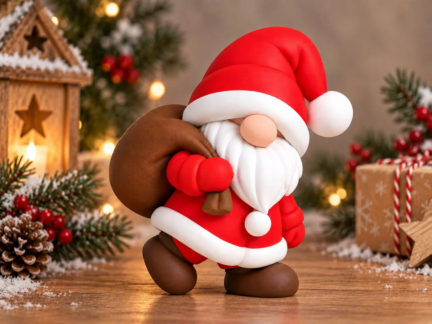 🎅 Миниатюрный Санта с мешком подарков