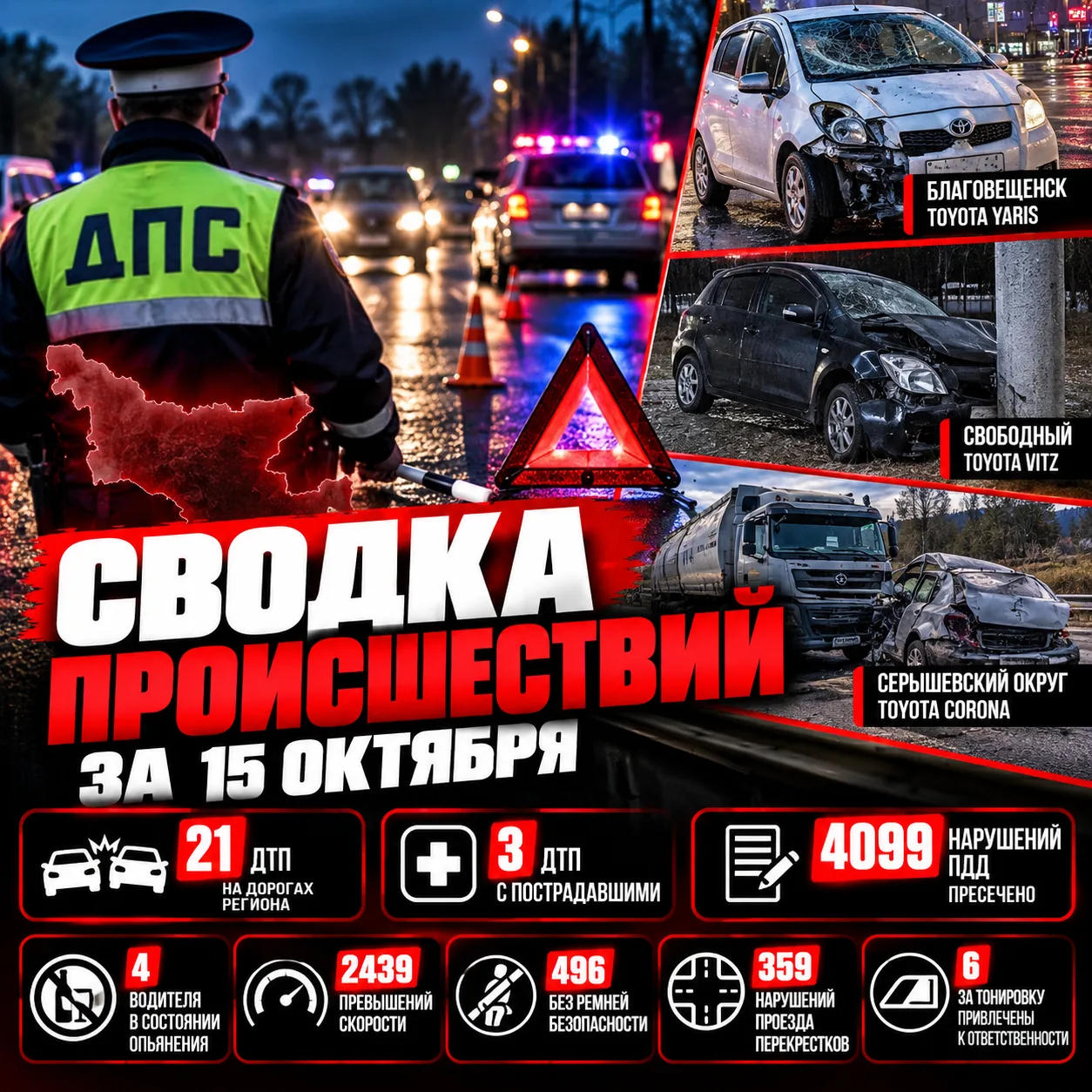 СВЫШЕ 4 ТЫСЯЧ НАРУШЕНИЙ ПДД ЗА СУТКИ: ТРИ ДТП С ПОСТРАДАВШИМИ