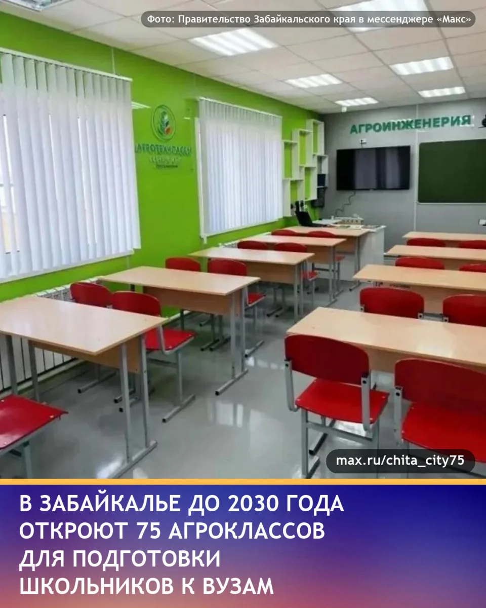 В Забайкальском крае планируют открыть 75 агротехнологических классов до 2030 года. Сег...