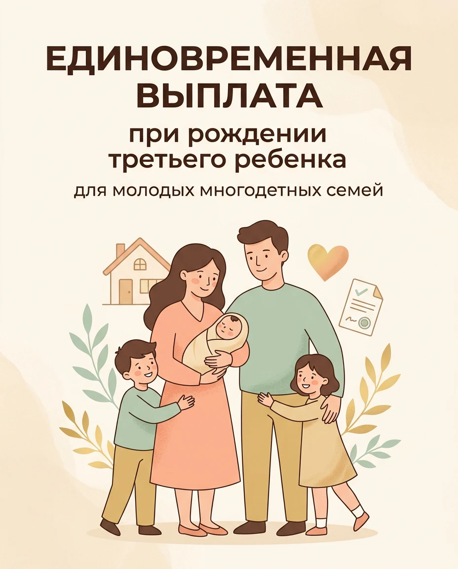 🤱Единовременная выплата при рождении третьего (и последующих) ребенка для молодых мног...