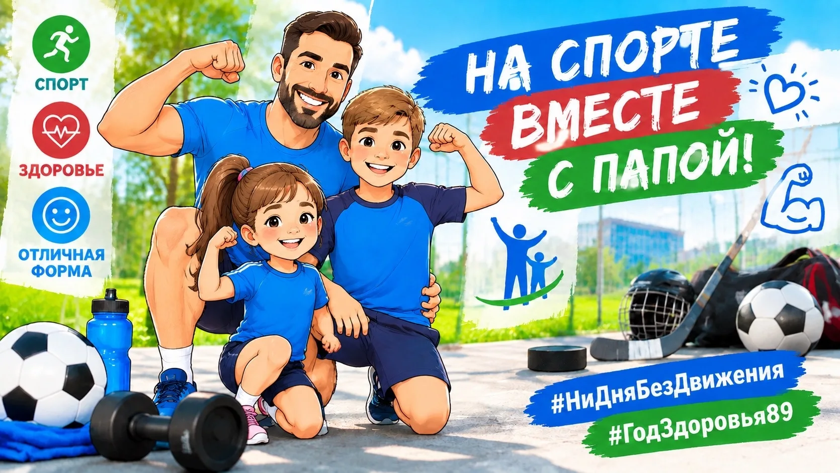 🏋️‍♂️ НА СПОРТЕ ВМЕСТЕ С ПАПОЙ! 💪