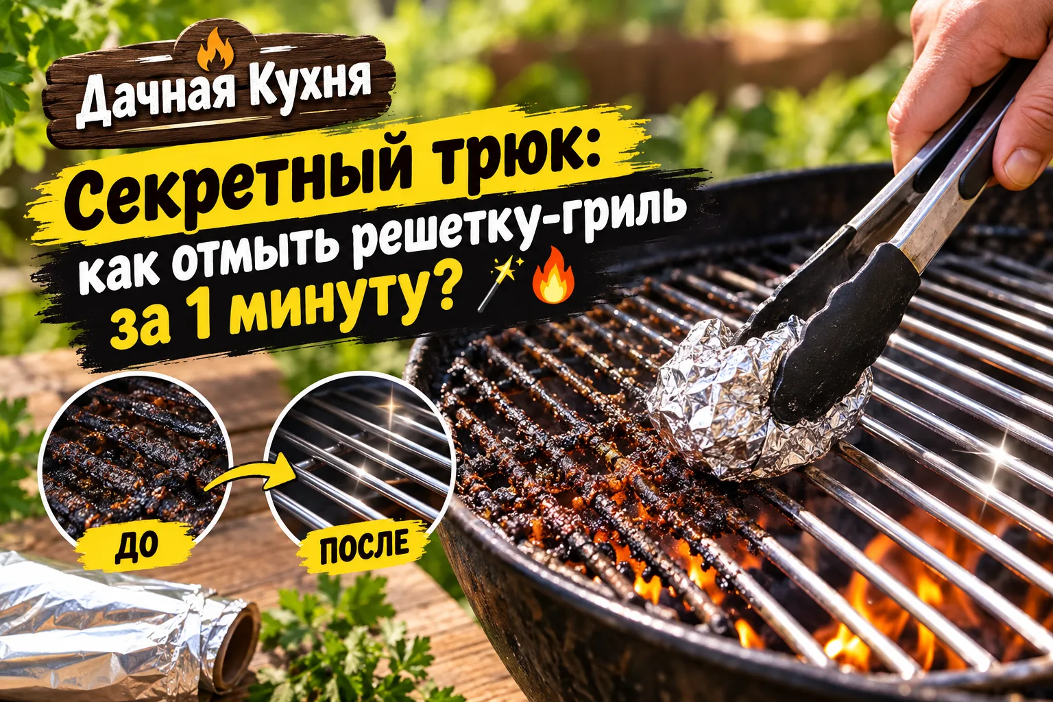 Секретный трюк: как отмыть решетку-гриль за 1 минуту? 🪄🔥
