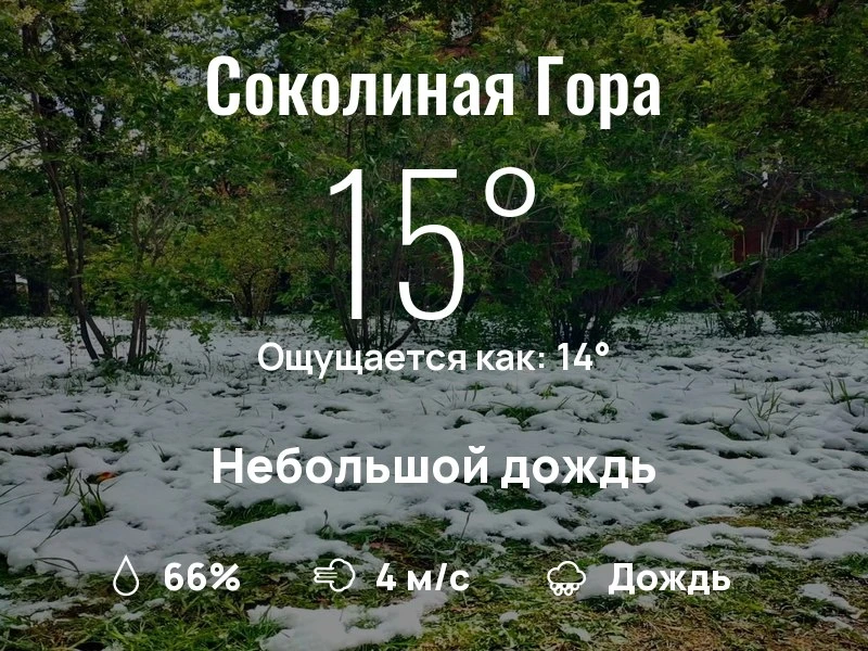 Что с погодой в районе Соколиной Горы?