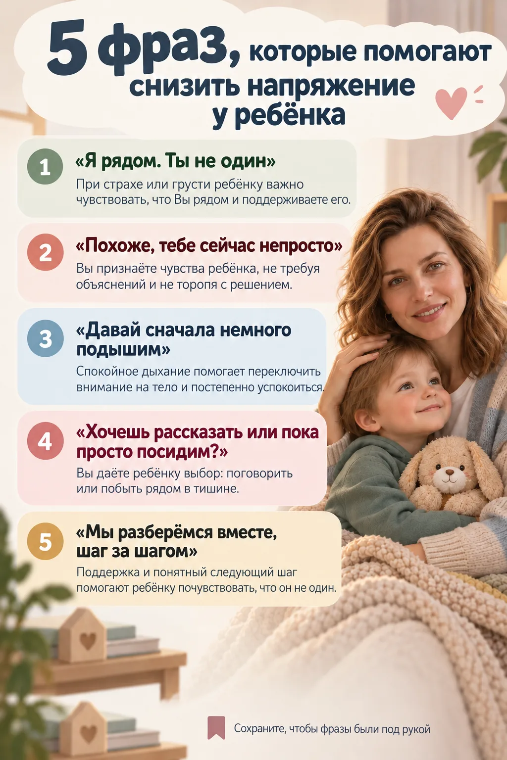 Важные слова, которые помогают поддержать ребёнка в трудную минуту и снизить его напряж...