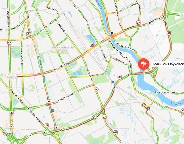 🚦 Пробки в Петербурге достигли 9 баллов.