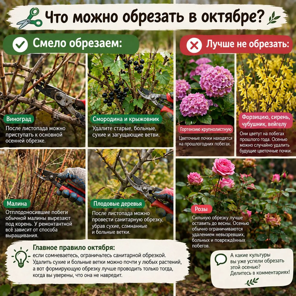 ✂️ Что можно обрезать в октябре, а что лучше оставить до весны?